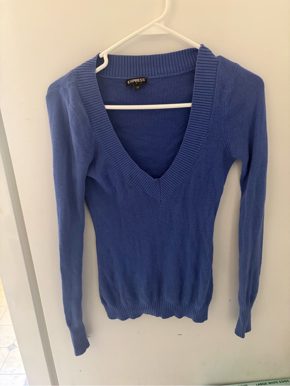 Express Women’s V-Neck Long Sleeve Sweater - Blue